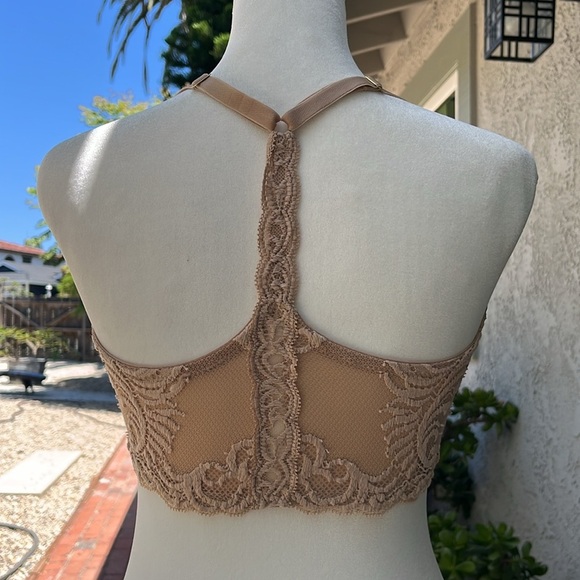 NWT Natori Tan Cafe and Cream Lace Trimmed Bra 36DD Front Closure - Picture 10 of 13